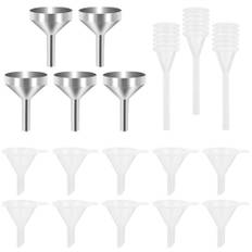 Miuse 5 Stück Kleine Metall Trichter Silber 10 Stück Mini Kunststoff Trichter Mini Trichter mit 3 Stück Mini Pipette zum Befüllen von Kleinen Mini Flaschen Containern Zerstäuber Parfüm Flüssigkeit