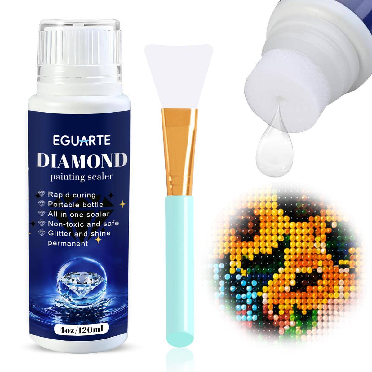 120ML Diamantmålning Förseglare 5D Diamantmålning Konstlim Permanent Fäste & Glanseffekt Förseglare Diamantmålning Pussel blue