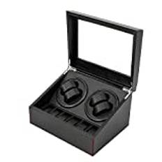 Automatisk klockuppdragare låda, klockuppdragare för automatiska klockor Watch Winder Box för automatiska klockor 4+6, kolfiber svart