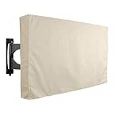 GSJNHY TV-skydd utomhus TV-skydd skärm dammtät vattentät hölje set fodral Oxford svart TV-fodral TV 22 tum till 70 tum (beige, 22-24 tum)