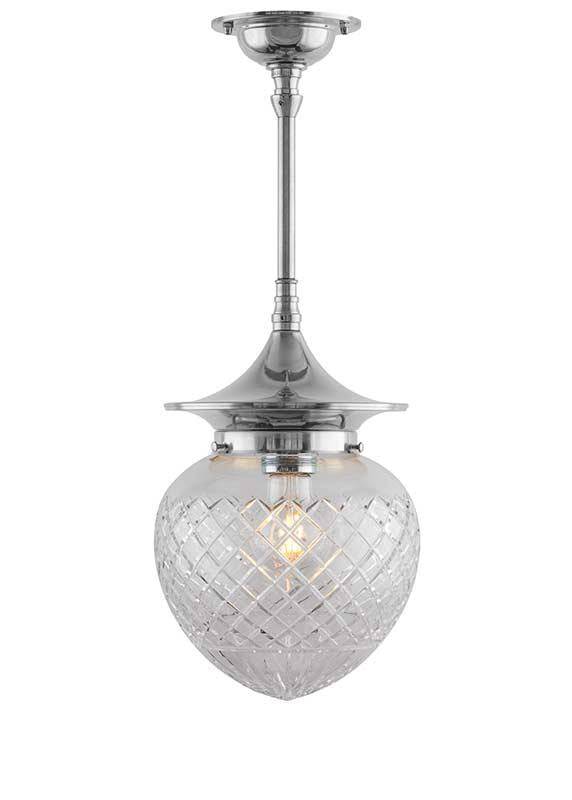 Badeværelseslampe - Loftslampe Dahlberg pendel 100 nikkel, klart glas dråbe - 50 cm