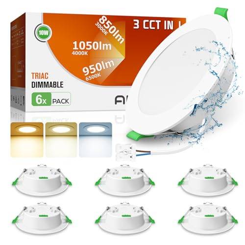 ALUSSO 3CCT LED Einbaustrahler 230V Dimmbar 10W IP44 Loch 90-100MM 6er Set