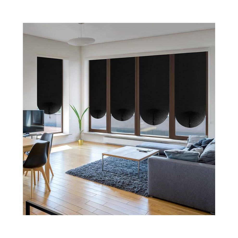 Cordless Blackout Pleated Fabric Shade Window Shades Blinds Darkening Temporary Light Filtering Pleated Paper Shade 2pcs