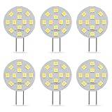 SANSUN G4 LED-lampor 2 W motsvarar 20 W halogen, G4/GU4/GZ4 Bi-Pin Base, AC/DC12V 4000K 120° vidvinkel, icke-dimbar (dagsljus vit, 6-pack)