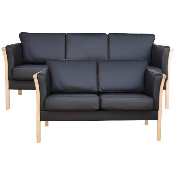 Lene Lux sofasæt 3+2 pers. - Sort læder - Flere varianter