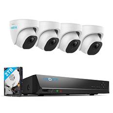 Reolink 4K PoE H.265 CCTV Kamerasystem, 4pst 8MP Person-/Fordonsdetektering Smart Trådbunden Utomhus PoE IP-Kameror och 8CH NVR med 2TB HDD för 24/7 Inspelning Mörkerseende Vattentät