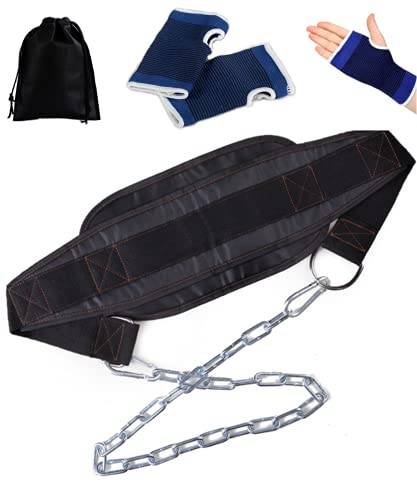 Zakya Dipping Belt, Dip Belt, Training Belt, Chin-Up Belt, Pull-Up Training, Bodyweight Training, Adjustable Length, Storage Bag, Gloves Included