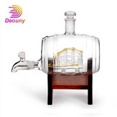 Deouny glas fat whisky karaff nautisk spritdispenser blyfri öl karaff för bourbon rom brandy dekoration 1000ml