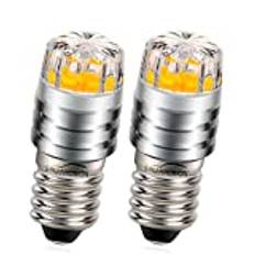 Ruiandsion 2 st 2 W COB 6 V E10 LED uppgradering ersättning för ficklampor ficklampa, strålkastare, 2 700 K gul