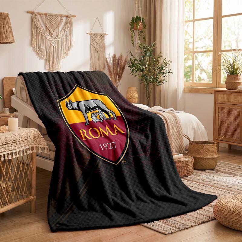 AS Roma Theme Fleece Blanket Cozy Soft Plush Blanket For Bedroom Couch Travel