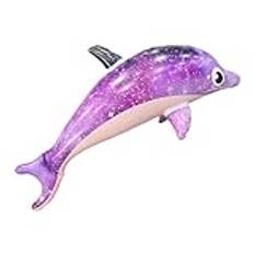 Uppblåsbar delfin - jätte delfinflöte, kopphållare med handtag | Söta och stjärnklara marina djur, delfinpromenader, pool, , familjevattenfester, temadekorationer