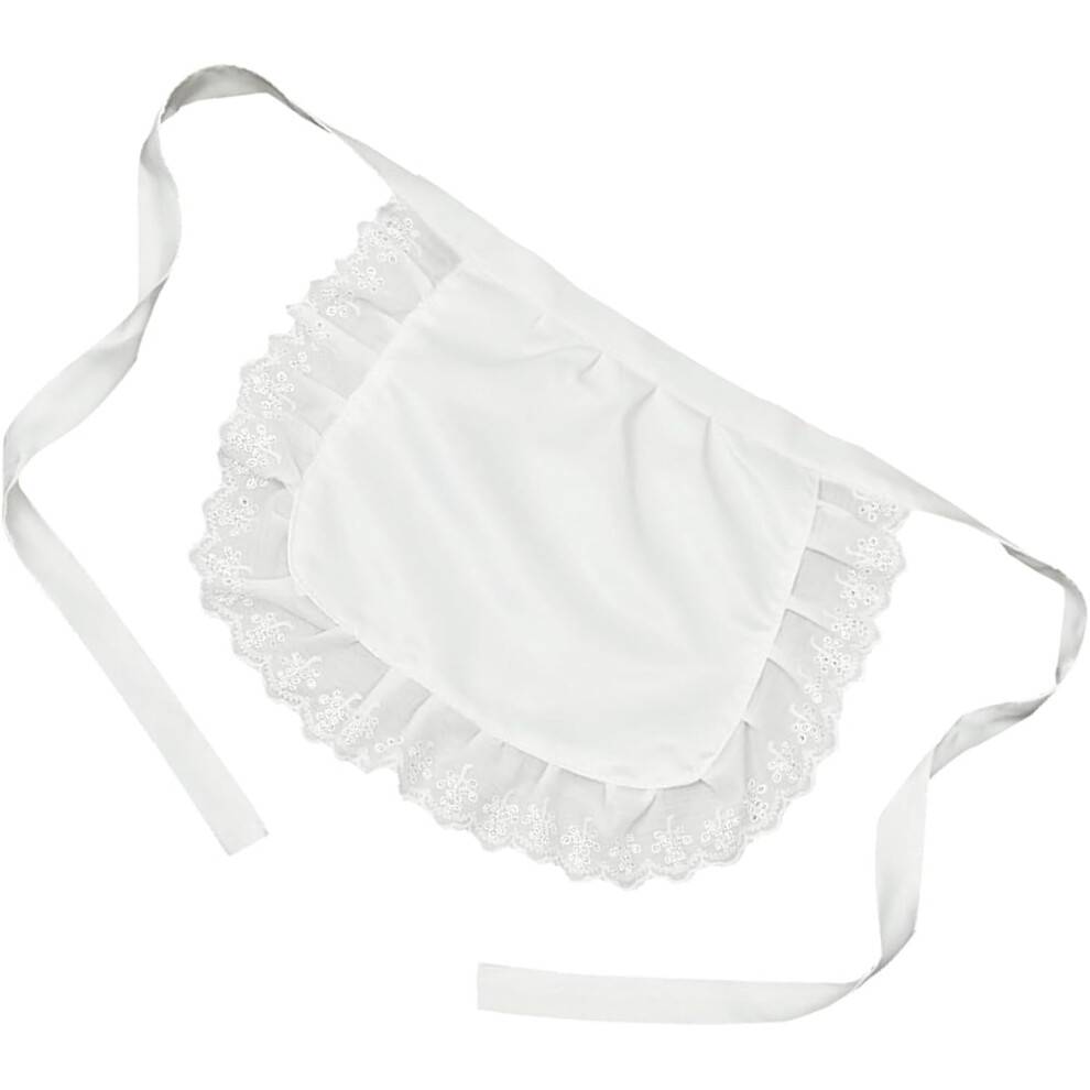 Piger Cosplay Taljeforklæde Stramt Kostume Ruffled Stuepige Halvforklæde Madlavningsforklæde, Hvid Dame Taljeforklæde