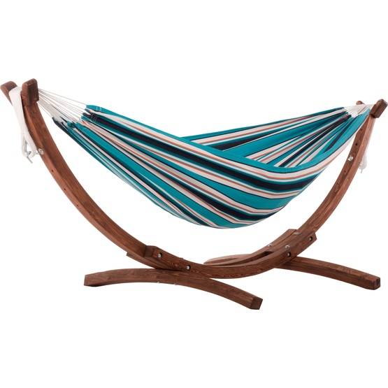 Vivere - Sunbrella Hammock With Solid Pine Stand (260 Cm) - Hängmatta Dubbel - Surfside