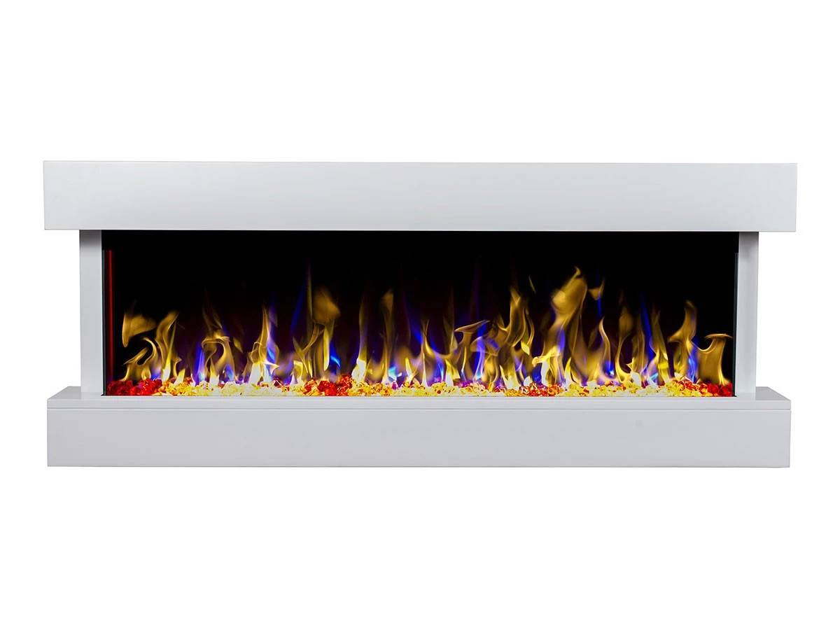 Modena hvid elektrisk pejs – Justerbar varme (0,75-1,5 kW), energisparende LED, hvid