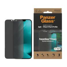 PanzerGlass iPhone 14 Plus / 13 Pro Max AntiBacterial Ultra-Wide Fit Skærmbeskyttelsesglas - Privacy - Diamond Strength - Gennemsigtig / Sort