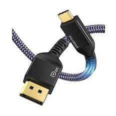 Maxonar USB C DisplayPort-kabel 8K vid 60 Hz, 4K vid 60 Hz/144 Hz/120 Hz, 5K vid 60 Hz, 2K vid 240Hz, Thunderbolt 3/4 till DisplayPort HBR3 typ C DP 1.4 för Mac Studio, MacBook Pro/Mini Galaxy S22,