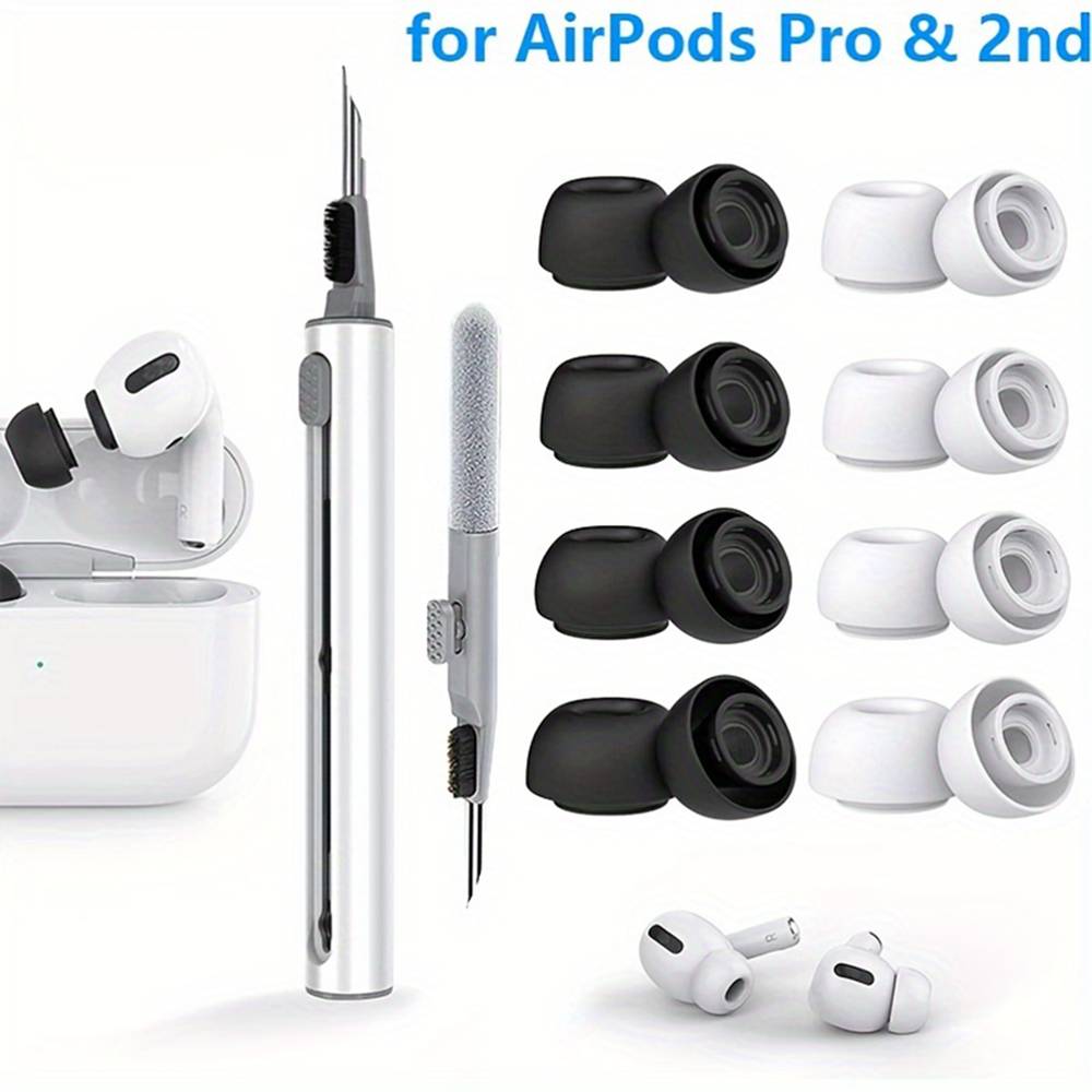 4 Pairs Liquid Silicone Ear Tips for Airpods Pro 1 2 Noise Reduction Pad Earplugs Ear Caps Comes with Cleaning Pen