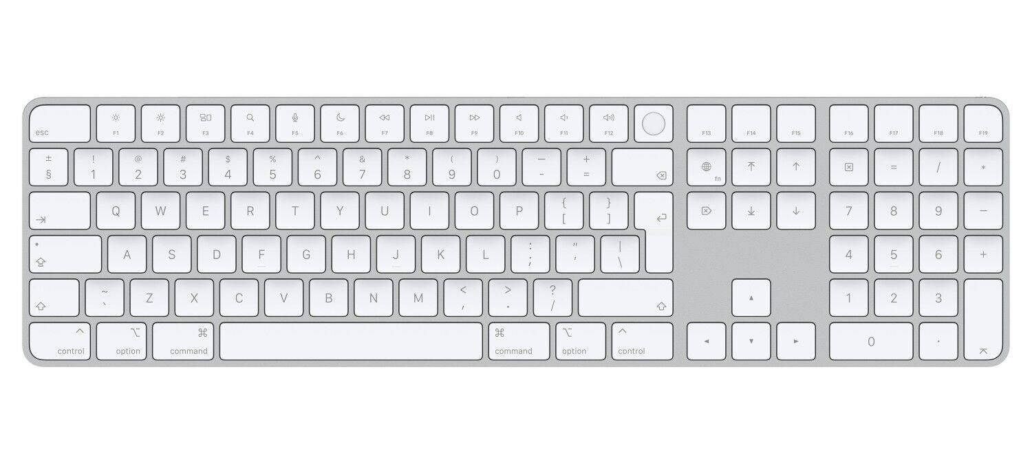 Apple Magic Keyboard 2021 | Numerisk Knappsats | Touch ID | Silver/Vit | UK