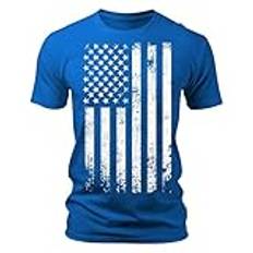 Herr Independence Day t-shirt rund hals sportskjorta män kortärmad avslappnad tryckskjorta sport utomhus semester kortärmad Turndown svart blå elastisk chopper skjorta, blå, 5XL