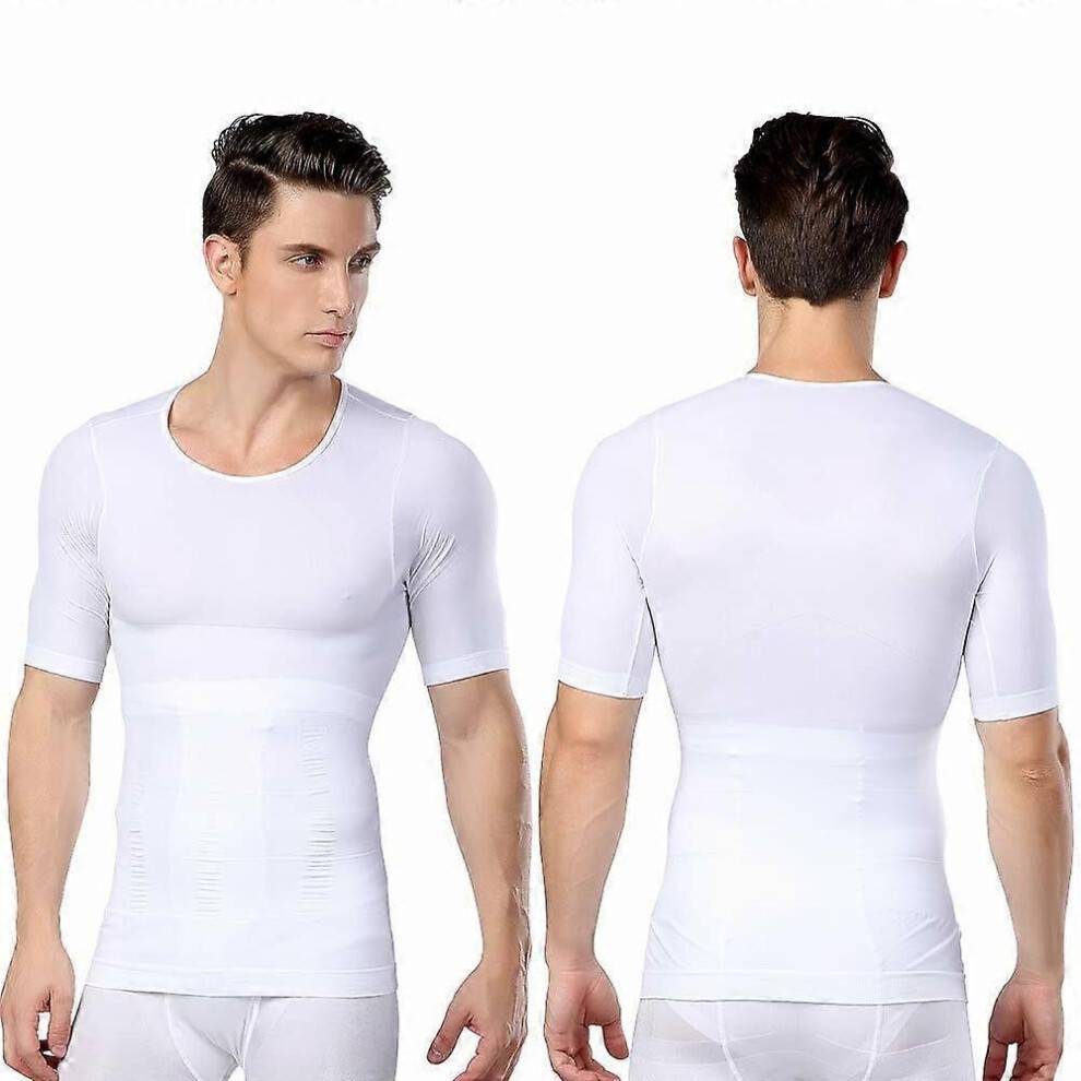 (3XL) Men's Compression Shirts V-Neck Workout Abs Abdomen Tummy Control Body Shaper