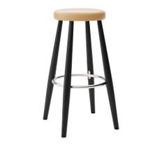 Carl Hansen - CH56 High Stool, Svartlackad Ek, Lädergrupp A Loke - 7050 - Barstolar - Hans J. Wegner - Svart - Läder/Metall/Trä