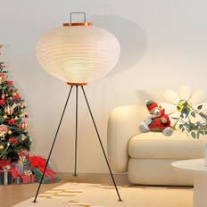 RVUEM White Paper Floor Lamp, Body Rice Paper Floor Lamp, Japanese Lantern Floor Lamp, Nightstand Desk Lamp, for Bedroom Living Room Kids Office