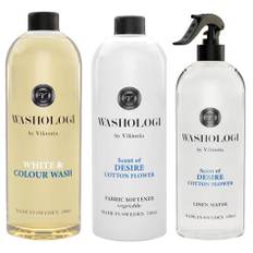 Washologi White & Colour Wash, Fabric Softener & Linen Water Desire 750 ml + 750 ml + 750 ml