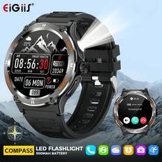 Smarta klockor för män med LED-ficklampa 500mAh Stort batteri Smart Watch 1,53" Storskärm Robust Smartwatch 3ATM Vattentät Fitness Tracker För IOS And (En-Storlek)