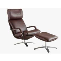 Nasa lænestol i brun læder - Berg Furniture Med skammel (+ kr. 5.646,-)