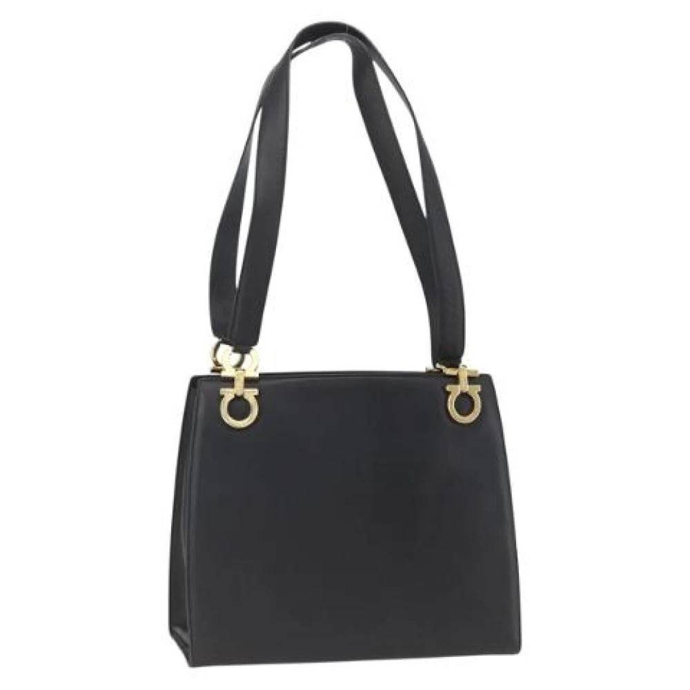 Salvatore Ferragamo Pre-owned Pre-owned Laeder skuldertasker - Vintage - Dame - Sort - ONE SIZE - Uld