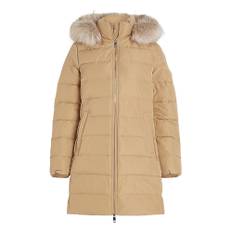 Tommy Hilfiger, Frakke, Dame, Beige, M, Heritage Down Tyra Coat med Pels