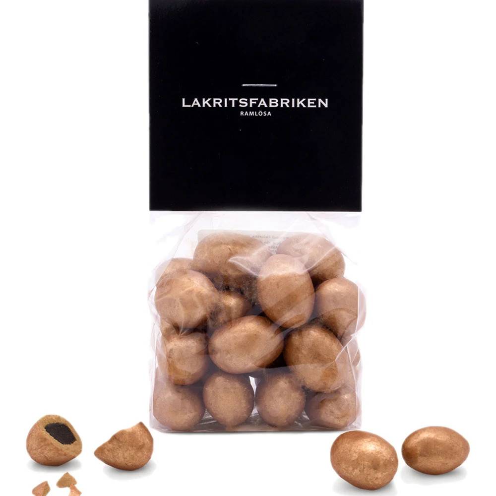 (bäst före 18/9-2026) Chokladdragerad lakrits med smak av dulce de leche Lakritsfabriken Ramlösa