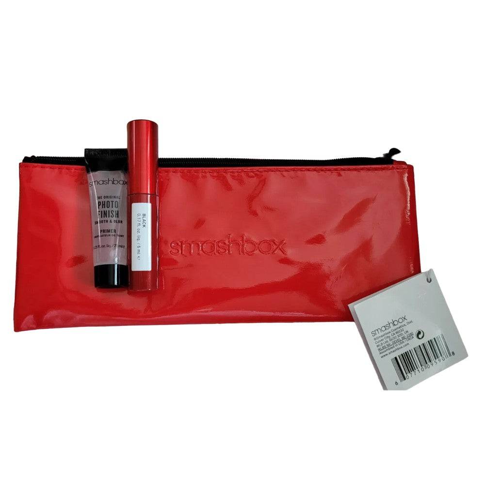 Smashbox Deluxe Provpaket Mascara Super Fan Svart 5 ml + Primer Photo Finish 7,1 ml med Röd Necessär