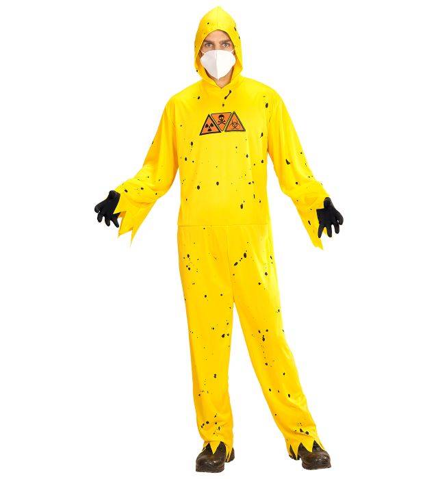 Gul biohazard halloween dragt kostume - 3 dele.