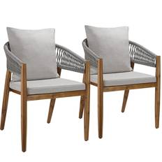 Havestol Manacor, rebdesign - greige,Sæt med 2 stk.