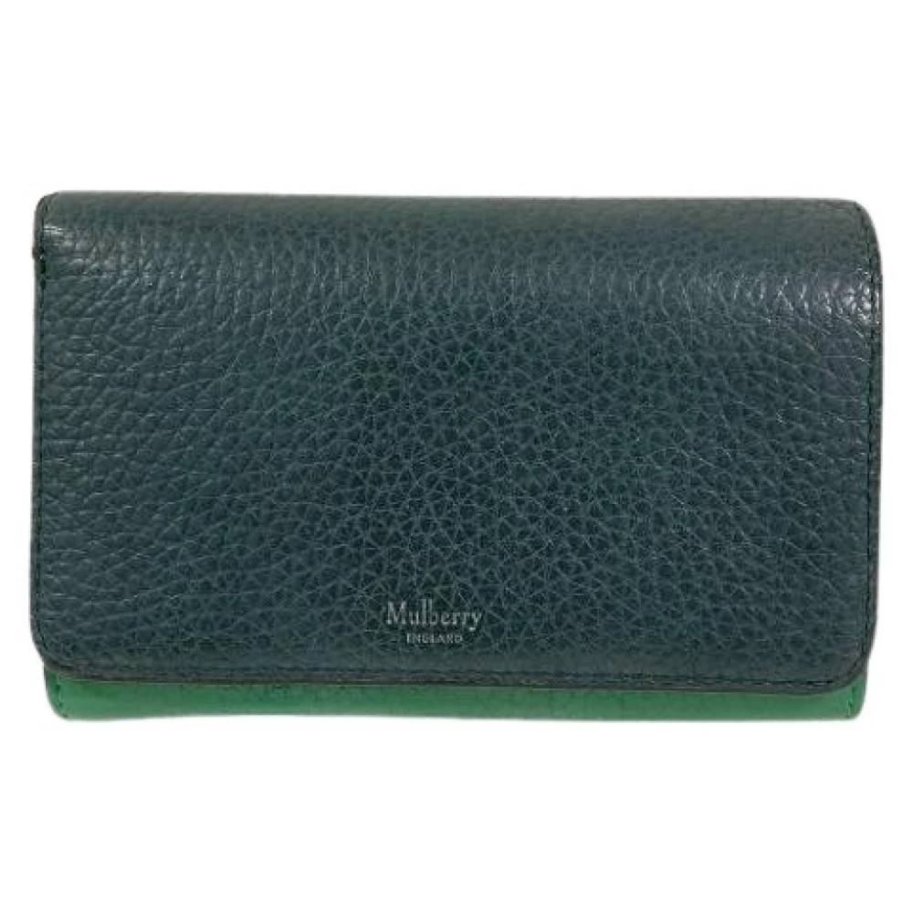Mulberry Pre-owned Pre-owned Kornlæder Medium French Purse Wallet - Vintage - Dame - Grøn - ONE SIZE - Læder