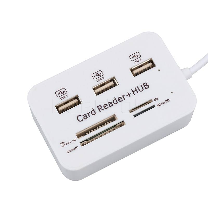 Kebidu 2 in 1 multifunktion 3 portar usb hub 2.0 splitter combo kortläsare stöd micro tf sd m2 ms sdhc mmc kort läsa skriva