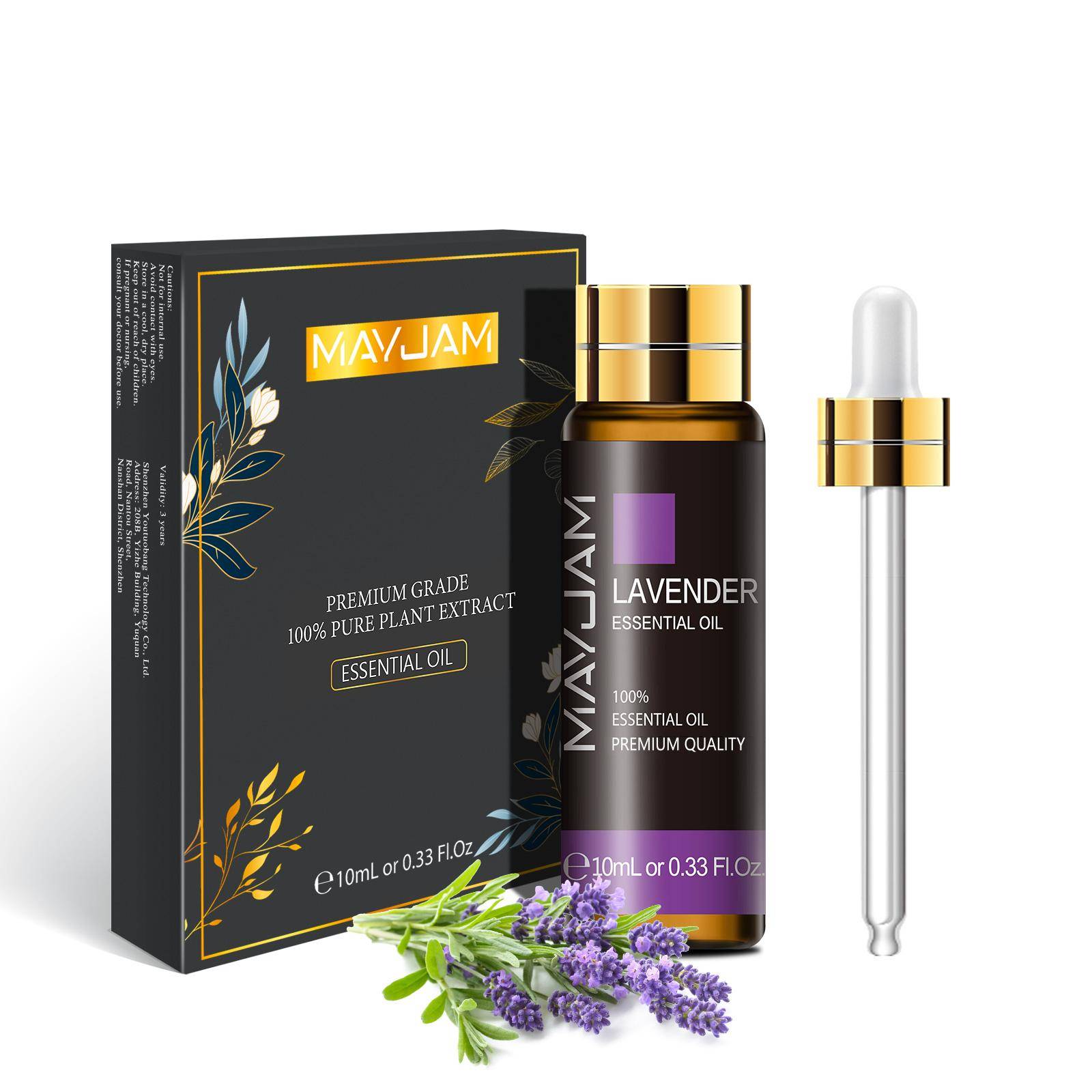 MAYJAM 10 ML eteriska oljor med glasdropp Rena och naturliga doftoljor för aromaterapidiffusorer Hudvård Massage ljus- och tvåltillverkning