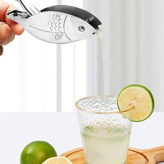 Yousheng Manuell Citronpressare Fruktpress för Apelsin Lime Granatäpple Bärbar Fiskformad Handpress för Matlagning Cocktails gyllene
