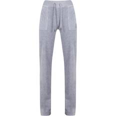 Juicy Couture Del Ray Classic Velour Pant Pocket Design Kvinde Silver Marl Bukser Med Lige Ben Str XXL Velour - hos Magasin