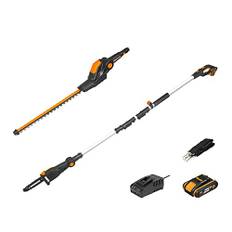 Worx 18 V (20 V MAX) Akku-Teleskop-Heckenschere PowerShare, 2,0 Ah Akku, inklusive Schnellladegerät (Hedge Trimmer + Pole Chain Saw)