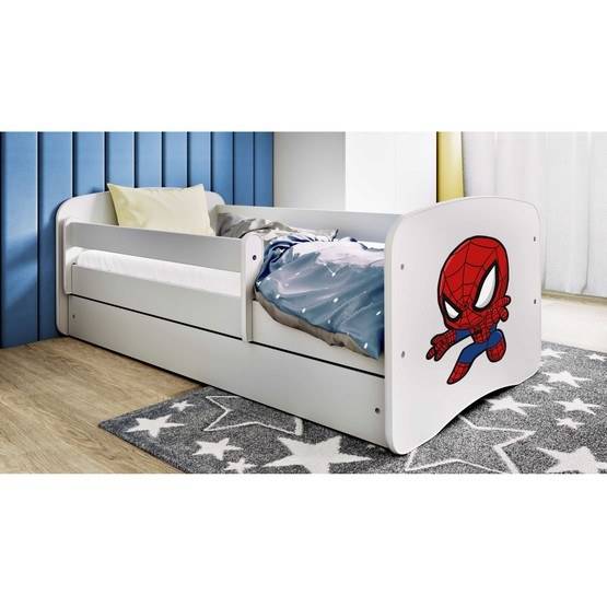 Kocot Kids Barnsäng - Babydreams Vit Med Låda Och Madrass - Spindelmannen 180x80 Cm