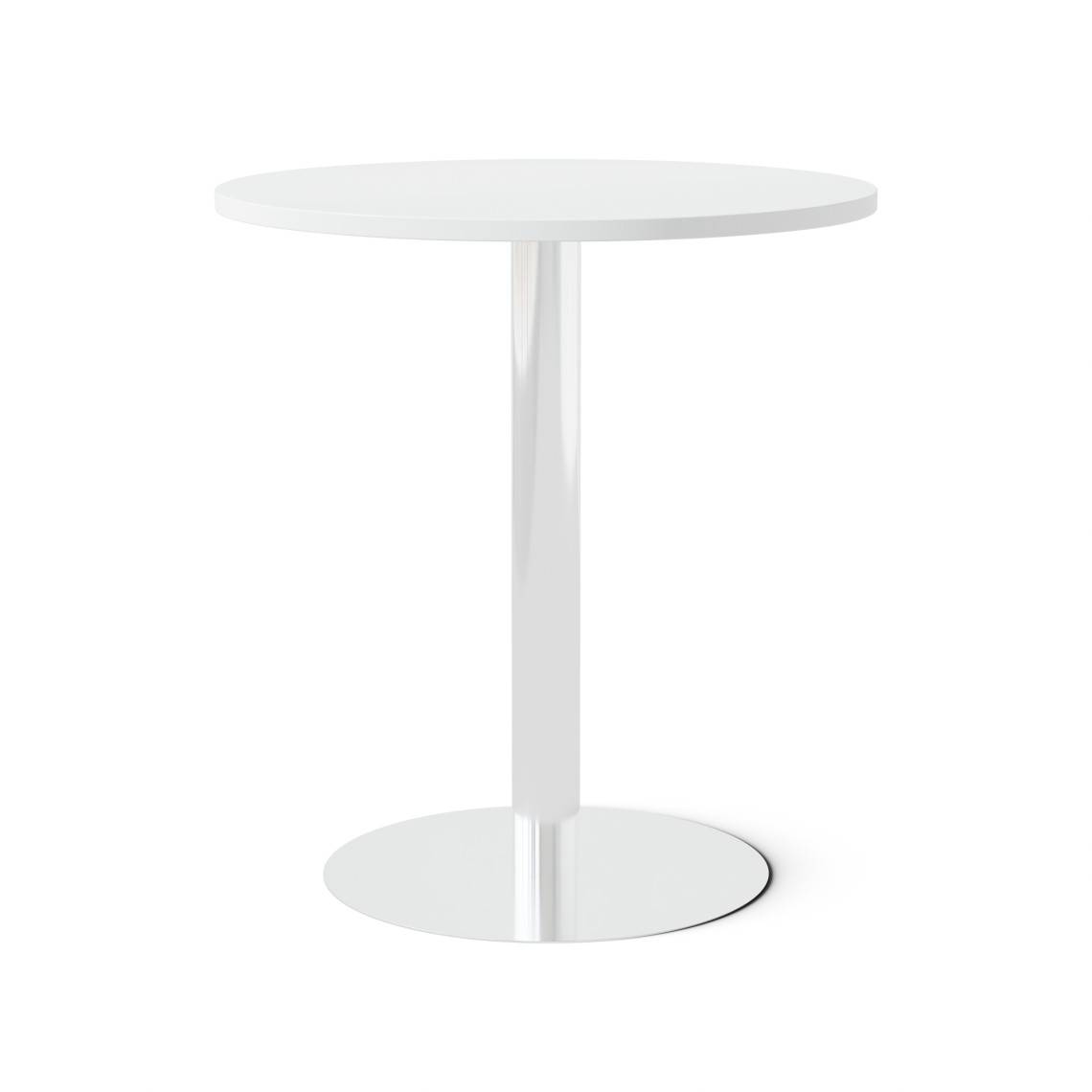Cafébord Runt, Storlek Ø70 cm, Bordsskiva Vit, Stativ Polerat stål