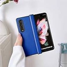 Ultratunt lädergångjärnsfodral för Samsung Galaxy Z Fold 5 4 ZFold 3 skal, blått, för Samsung Galaxy Z Fold 3