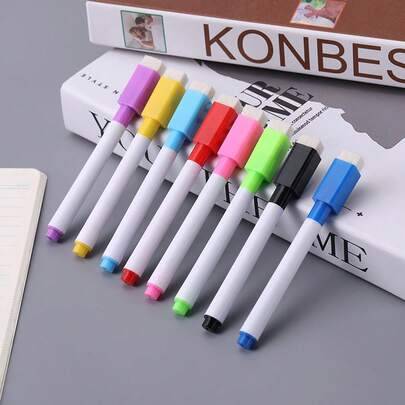 8-färgs whiteboardpennset med pensel, vattenbaserade raderbara pennor, tillbaka till skolan (8-pack,16-pack)