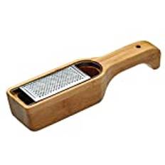 KitchenCraft World of Flavours Rivjärn, Med Uppsamlingslåda, Bambu, 27,5 x 6 x 5 cm, Natur/Silver, ICBGRATE