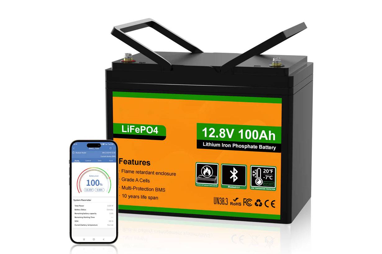 LiFePO4 batteri, BMS 12V, 100Ah (100A BMS) Med frostsikring