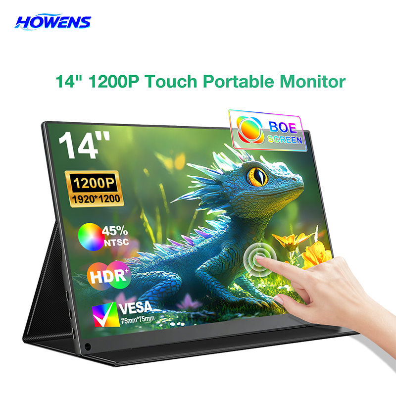 14 Inch 1200P FHD IPS Touch Portable Monitor 10-Point Capacitive Touch 75x75 VESA Low Blue Light Type‑C Mini HDMI Compatible PS5