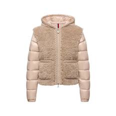 Moncler women Plantay Hooded Teddy Short Down Jacket Beige - 3