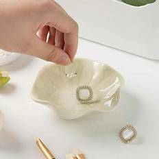 1 st Elegant keramisk Lotus Leaf Smycken Organizer bricka för örhängen, ringar, nycklar och små tillbehör, perfekt födelsedags- eller nyårspresent, sk - Gul (En-Storlek)
